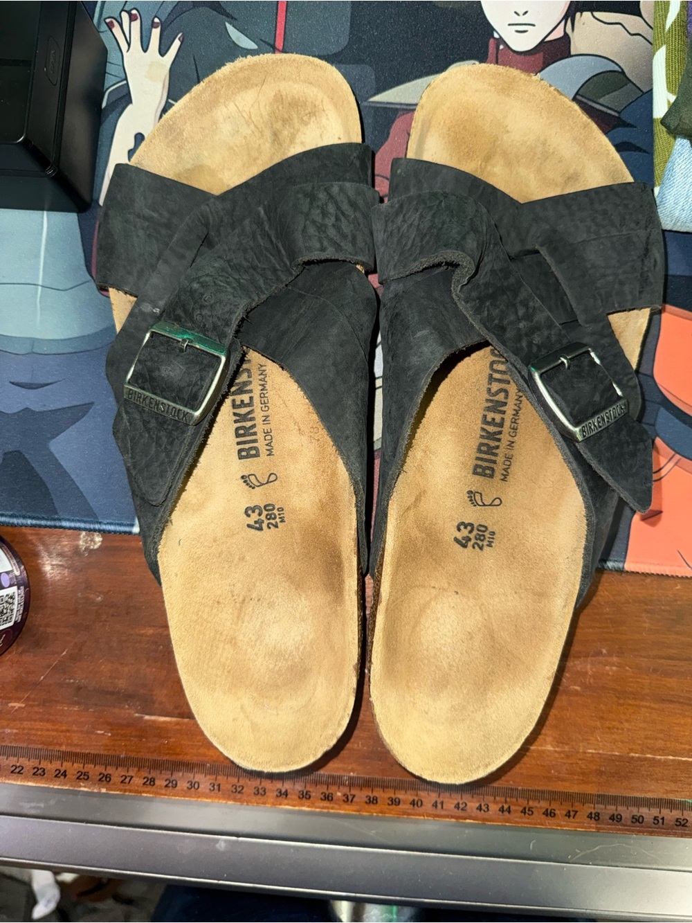 Birkenstock Lugano Black Nubuck Leather Crisscross Sandals EU 43 Men’s 10–10.5
